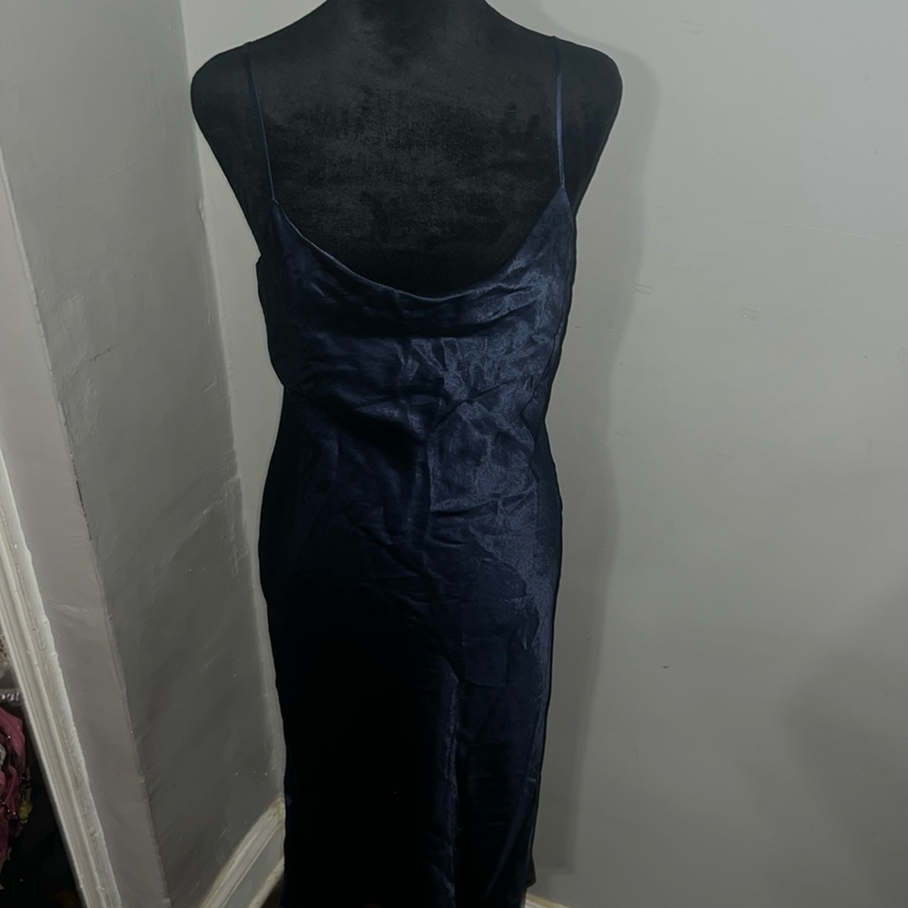 Navy blue midi dress. Babaton. Aritzia